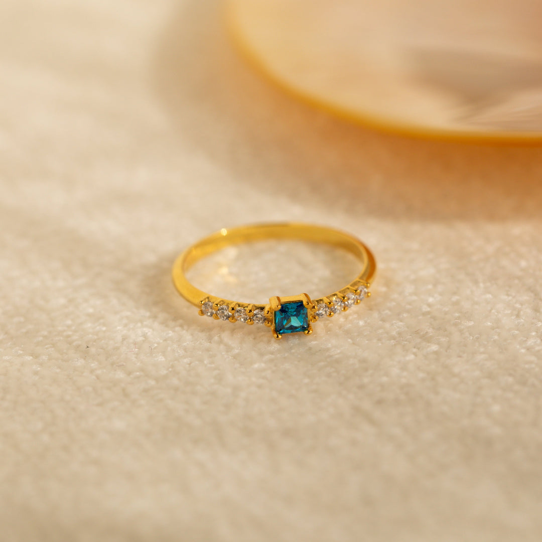 Regal Radiance: The Pave Princess Birthstone Ring Rose Gold
